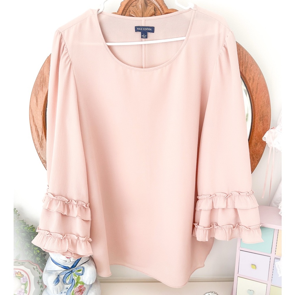 Max Edition Cream Ruffle Sleeve Blouse